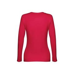 Vue T-shirt ceinturé à manches longues pour femmes en coton - Thc bucharest women de couleur rouge| Krokrodeal