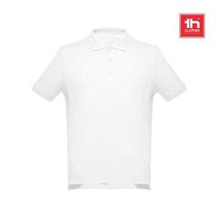 Vue générale THC ADAM WH. Polo à manches courtes en coton pour hommes. Couleur blanche | Krokrodeal
