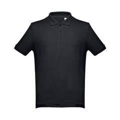 Vue Polo à manches courtes en coton pour hommes - Thc adam de couleur noir| Krokrodeal
