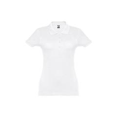 Vue Polo manches courtes ceinturé pour femme en coton cardé - Thc eve wh de couleur blanc| Krokrodeal