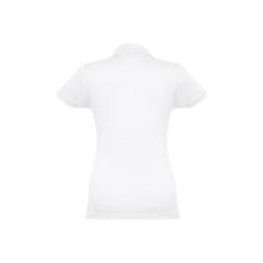 Vue Polo manches courtes ceinturé pour femme en coton cardé - Thc eve wh de couleur blanc| Krokrodeal