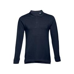 Vue Polo à manches longues en coton cardé pour hommes - Thc bern de couleur bleu| Krokrodeal