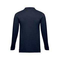 Vue Polo à manches longues en coton cardé pour hommes - Thc bern de couleur bleu| Krokrodeal