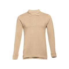 Vue Polo à manches longues en coton cardé pour hommes - Thc bern de couleur marron| Krokrodeal