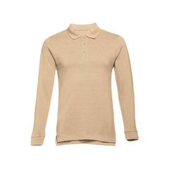 Vue Polo à manches longues en coton cardé pour hommes - Thc bern de couleur marron| Krokrodeal