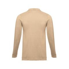 Vue Polo à manches longues en coton cardé pour hommes - Thc bern de couleur marron| Krokrodeal