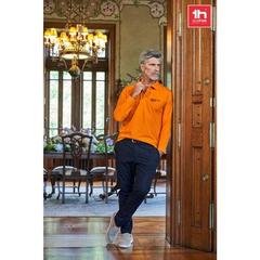 Vue générale Polo à manches longues en coton cardé pour hommes - Thc bern | Krokrodeal