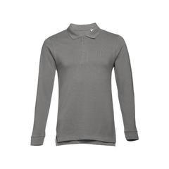 Vue Polo à manches longues en coton cardé pour hommes - Thc bern de couleur gris| Krokrodeal