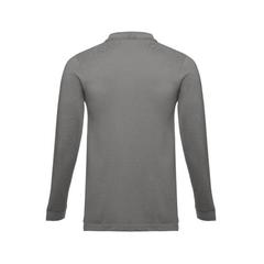 Vue Polo à manches longues en coton cardé pour hommes - Thc bern de couleur gris| Krokrodeal