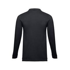 Vue Polo à manches longues en coton cardé pour hommes - Thc bern de couleur noir| Krokrodeal