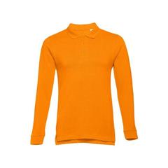 Vue Polo à manches longues en coton cardé pour hommes - Thc bern de couleur orange| Krokrodeal