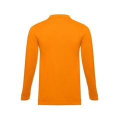 Vue Polo à manches longues en coton cardé pour hommes - Thc bern de couleur orange| Krokrodeal