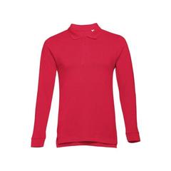 Vue Polo à manches longues en coton cardé pour hommes - Thc bern de couleur rouge| Krokrodeal