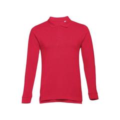 Vue Polo à manches longues en coton cardé pour hommes - Thc bern de couleur rouge| Krokrodeal
