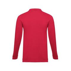 Vue Polo à manches longues en coton cardé pour hommes - Thc bern de couleur rouge| Krokrodeal