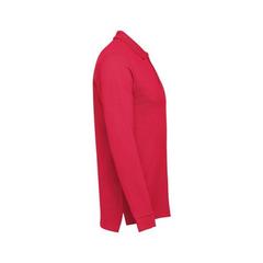 Vue Polo à manches longues en coton cardé pour hommes - Thc bern de couleur rouge| Krokrodeal