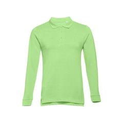 Vue Polo à manches longues en coton cardé pour hommes - Thc bern de couleur vert| Krokrodeal