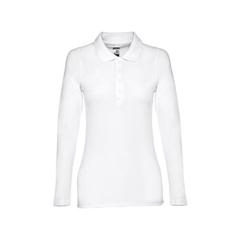 Vue Polo à manches longues pour femmes en coton cardé - Thc bern women wh de couleur blanc| Krokrodeal