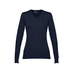 Vue Pull à col V pour femmes en coton et polyamide - Thc milan women de couleur bleu| Krokrodeal