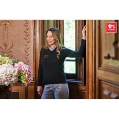 Vue générale Pull à col V pour femmes en coton et polyamide - Thc milan women | Krokrodeal