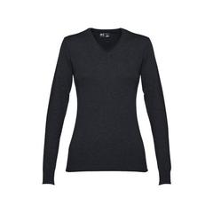Vue Pull à col V pour femmes en coton et polyamide - Thc milan women de couleur noir| Krokrodeal