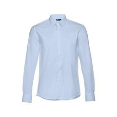 Vue Chemise en popeline à manches longues pour hommes - Thc paris de couleur bleu| Krokrodeal