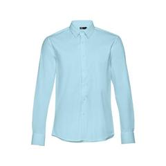 Vue Chemise en popeline à manches longues pour hommes - Thc paris de couleur bleu| Krokrodeal