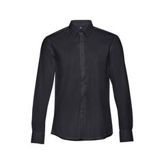 Vue Chemise en popeline à manches longues pour hommes - Thc paris de couleur noir| Krokrodeal