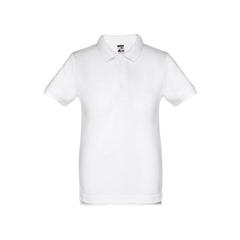 Vue THC ADAM KIDS WH. Polo à manches courtes pour enfants (unisexe). Couleur blanche de couleur blanc| Krokrodeal