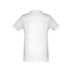 Vue THC ADAM KIDS WH. Polo à manches courtes pour enfants (unisexe). Couleur blanche de couleur blanc| Krokrodeal