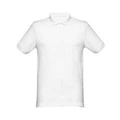 Vue Polo manches courtes pour homme en coton cardé - Thc monaco wh de couleur blanc| Krokrodeal