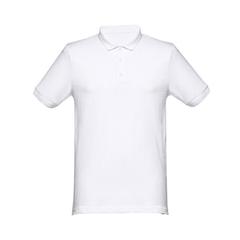 Vue Polo manches courtes pour homme en coton cardé - Thc monaco wh de couleur blanc| Krokrodeal