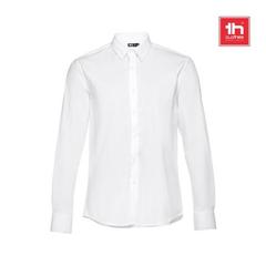 Vue générale Chemise en popeline à manches longues pour hommes.Couleur blanche - Thc paris wh | Krokrodeal