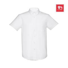 Vue générale THC LONDON WH. Chemise oxford à manches courtes pour homme. Couleur blanche | Krokrodeal