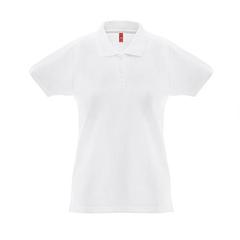 Vue Polo à manches courtes pour femmes en coton cardé - Thc monaco women wh de couleur blanc| Krokrodeal