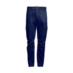 Vue Pantalon de travail en polyester et coton - Thc cargo de couleur bleu| Krokrodeal