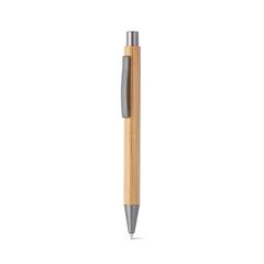 Vue Stylo bille en bambou avec attache - Elliot de couleur beige| Krokrodeal