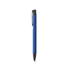 Vue Stylo en aluminium avec finition en caoutchouc - Poppins de couleur bleu| Krokrodeal