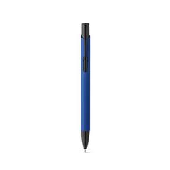 Vue Stylo en aluminium avec finition en caoutchouc - Poppins de couleur bleu| Krokrodeal