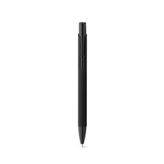 Vue Stylo en aluminium avec finition en caoutchouc - Poppins de couleur noir| Krokrodeal