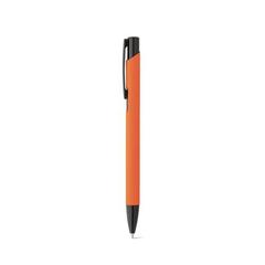 Vue Stylo en aluminium avec finition en caoutchouc - Poppins de couleur orange| Krokrodeal