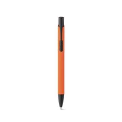 Vue Stylo en aluminium avec finition en caoutchouc - Poppins de couleur orange| Krokrodeal