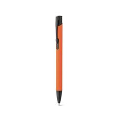 Vue Stylo en aluminium avec finition en caoutchouc - Poppins de couleur orange| Krokrodeal