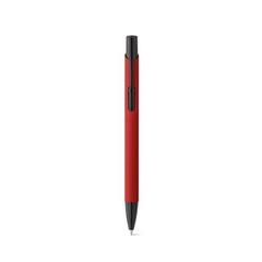 Vue Stylo en aluminium avec finition en caoutchouc - Poppins de couleur rouge| Krokrodeal