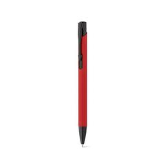 Vue Stylo en aluminium avec finition en caoutchouc - Poppins de couleur rouge| Krokrodeal