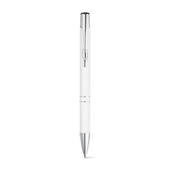 Vue Stylo en aluminium avec finition en caoutchouc - Beta soft de couleur blanc| Krokrodeal