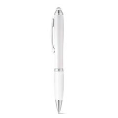 Vue Stylo à bille avec clip en métal - Sans bk de couleur blanc| Krokrodeal
