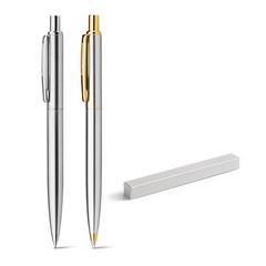 Vue générale Stylo en métal avec corps brillant et clip - Silverio | Krokrodeal
