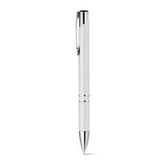Vue Stylo à bille avec clip en métal - Beta plastic de couleur blanc| Krokrodeal