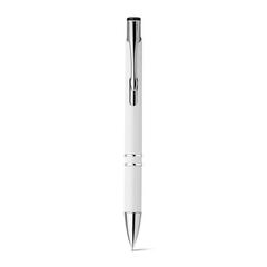 Vue Stylo à bille avec clip en métal - Beta plastic de couleur blanc| Krokrodeal